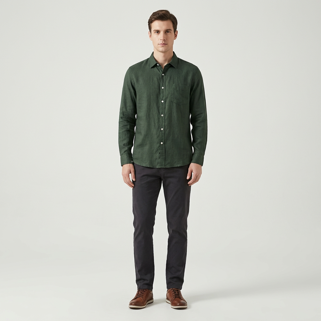 Creston Men's Casual Cotton Long Sleeve Shirt | Button