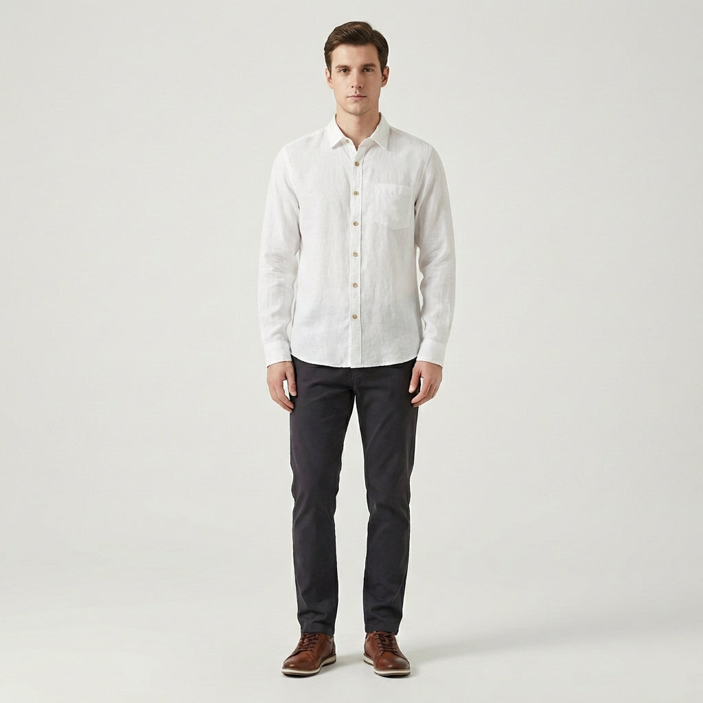 Creston Men's Casual Cotton Long Sleeve Shirt | Button
