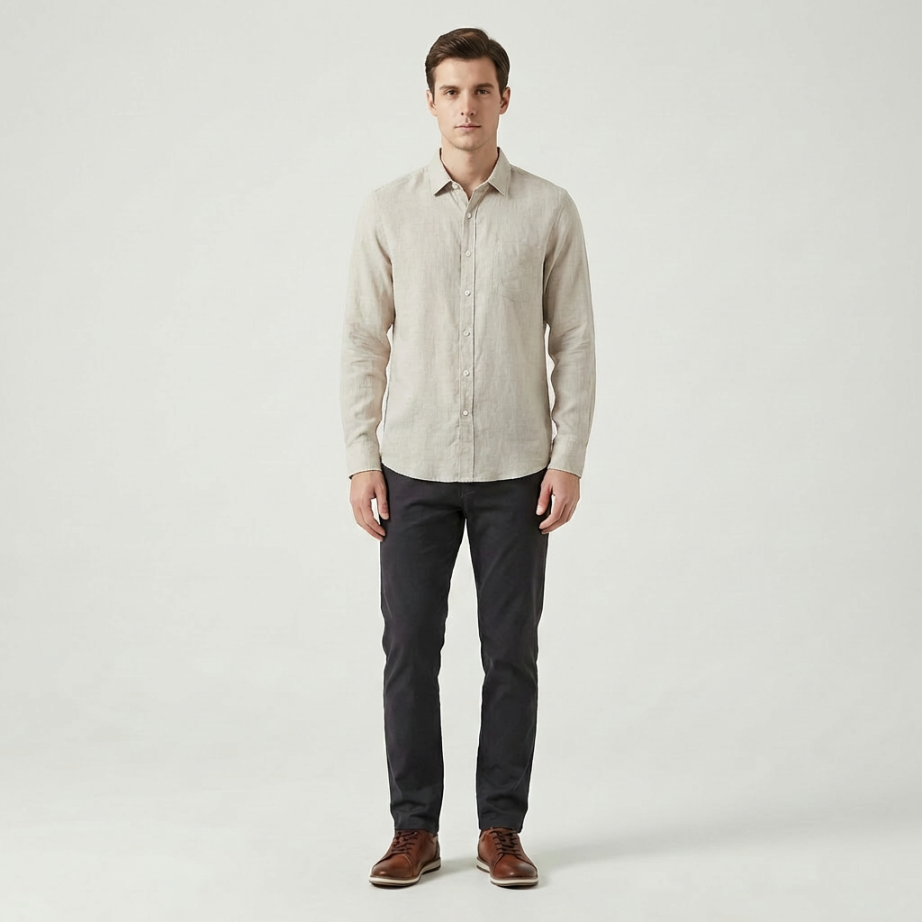 Creston Men's Casual Cotton Long Sleeve Shirt | Button