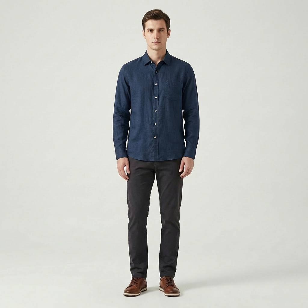 Creston Men's Casual Cotton Long Sleeve Shirt | Button