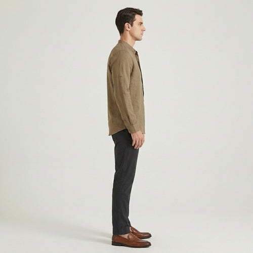 Calderon Men's Linen Casual Long Sleeve Shirt | Lighweight