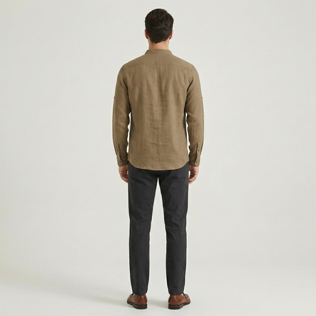 Calderon Men's Linen Casual Long Sleeve Shirt | Lighweight